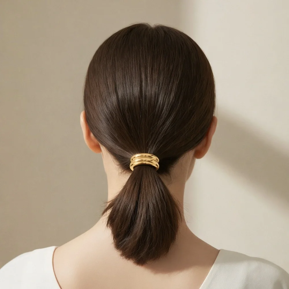 18K Gold Plated Stainless Steel Hair Tie Minimalist Ponytail Holder Hair Accesso